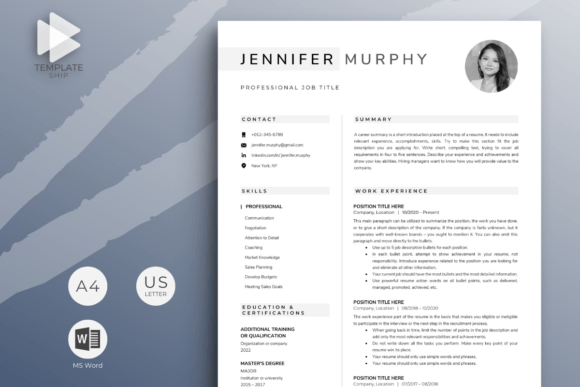 Download Resume Template with Photo for MS Word - Premium Resources